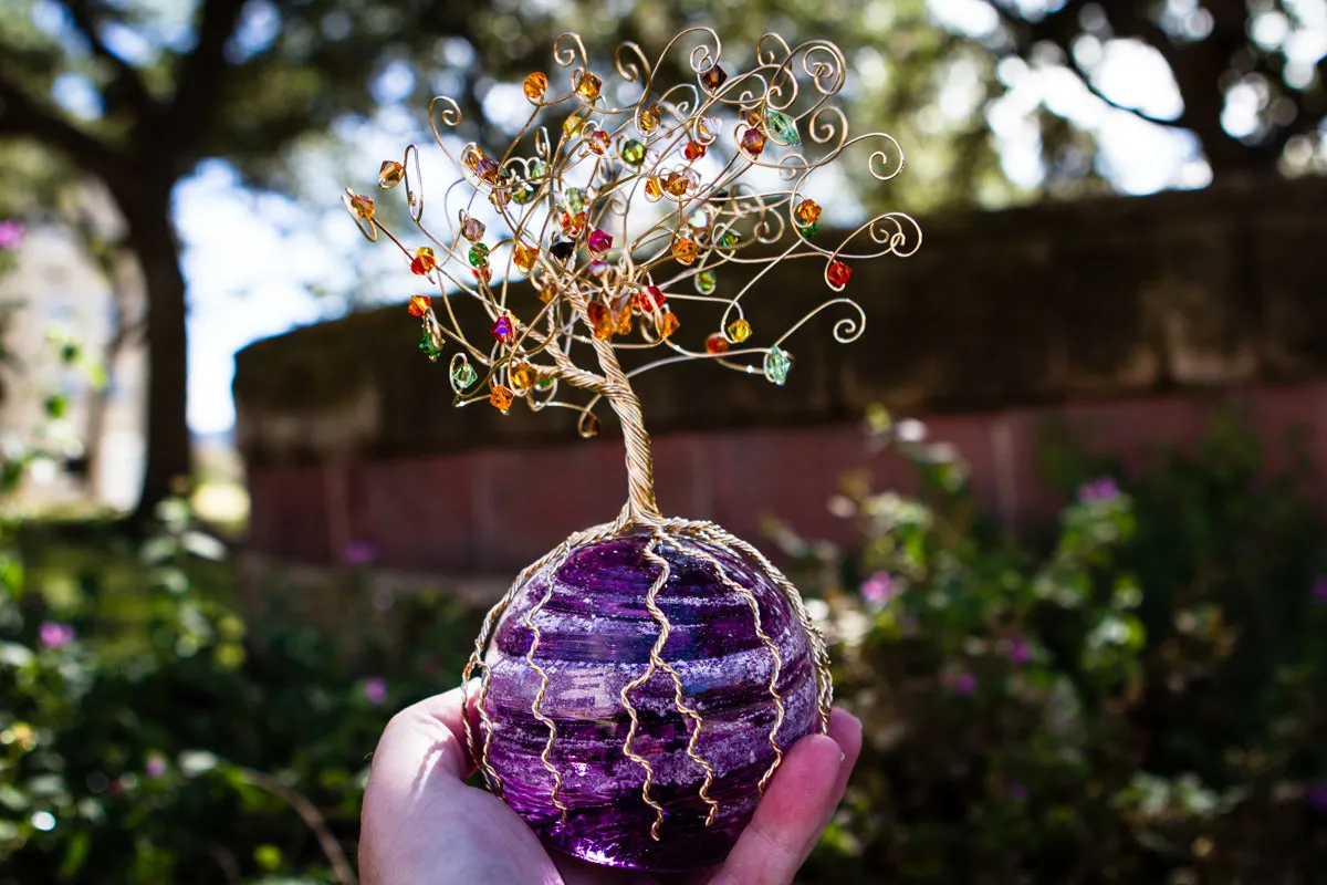 Golden Sparkle Tree of Life with Crystals and Cremains - TREE ONLY