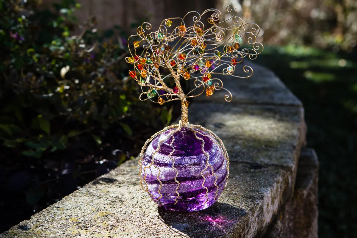 Golden Sparkle Tree of Life with Crystals and Cremains - TREE ONLY