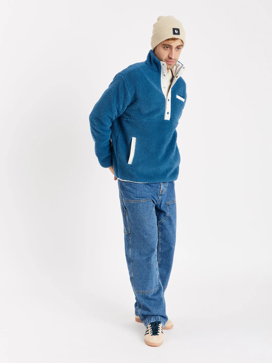 Hawthorn Popper Neck Sherpa Fleece Petrol