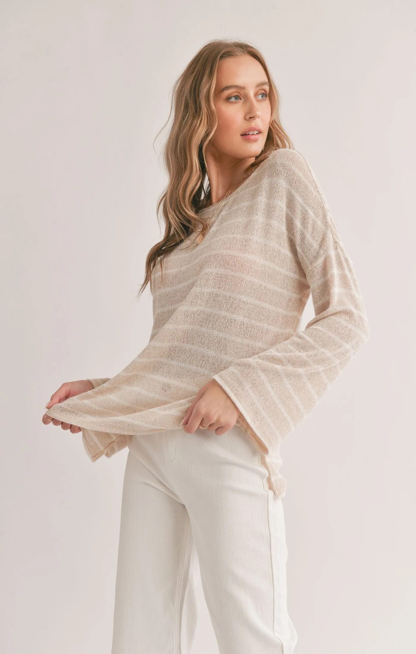 Horizon Bell Sleeve Stripe Top