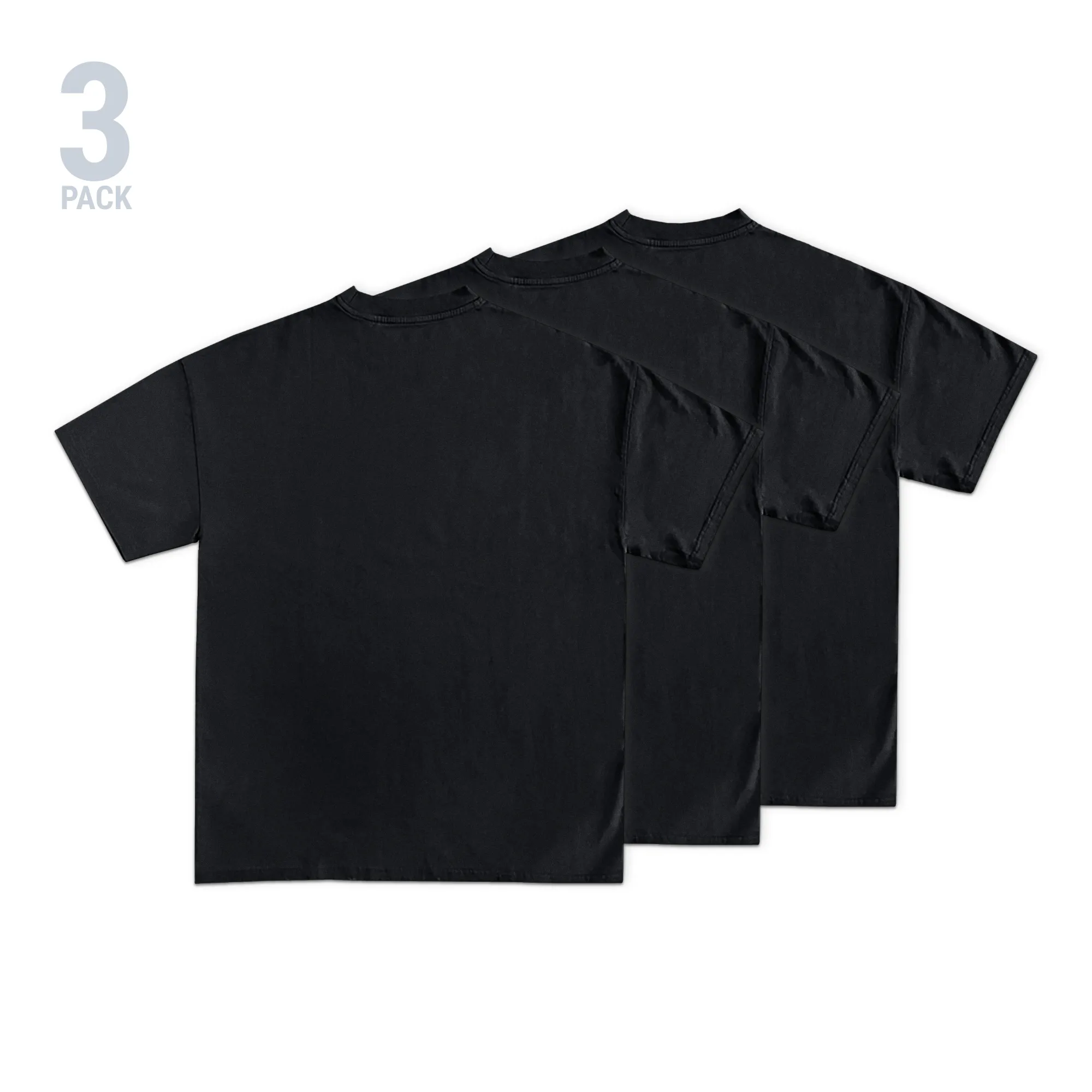 Icy Men's 3-Pack Heavyweight Blank T-Shirt (Black)