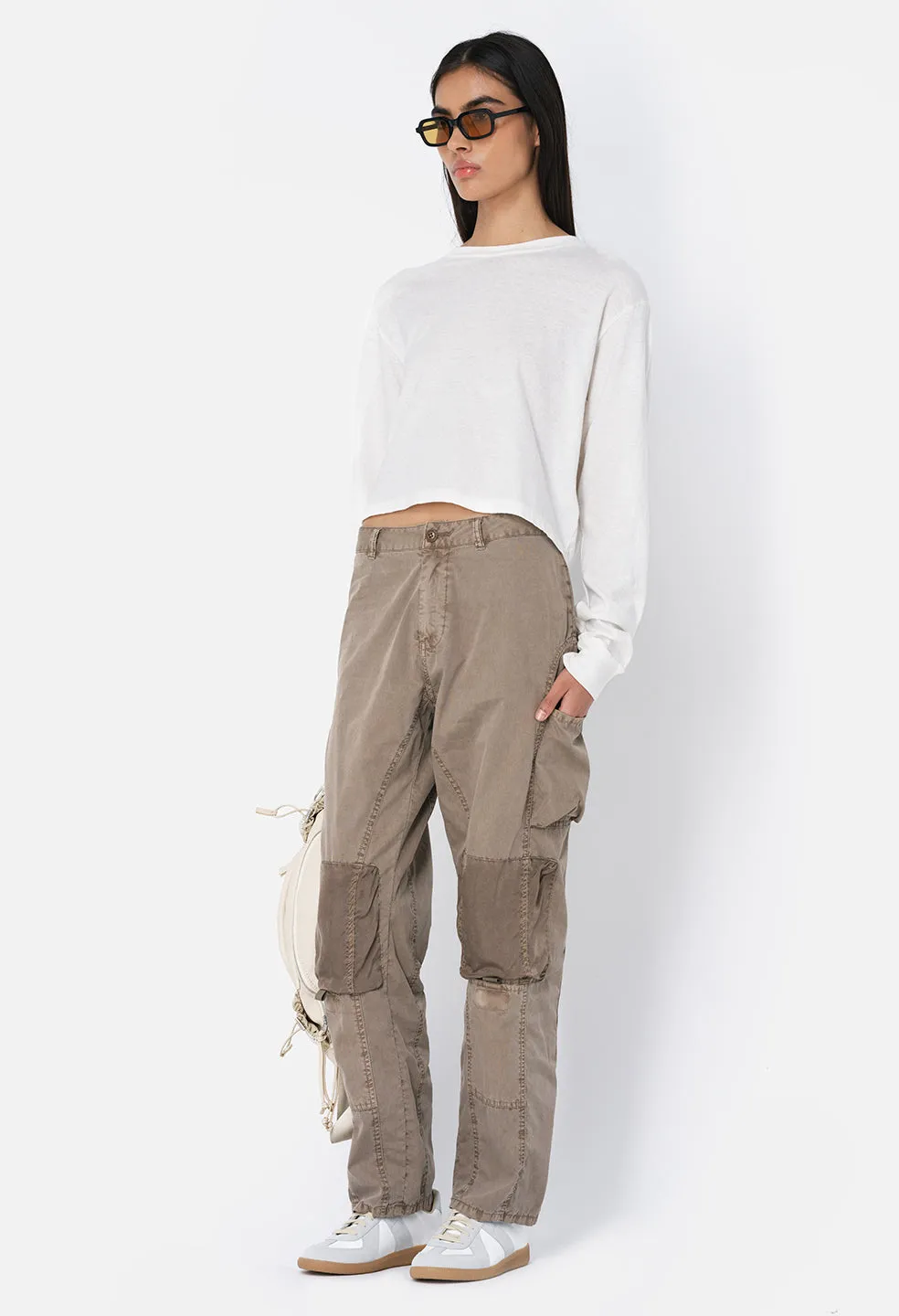 Jersey LS Cropped Tee / Chalk