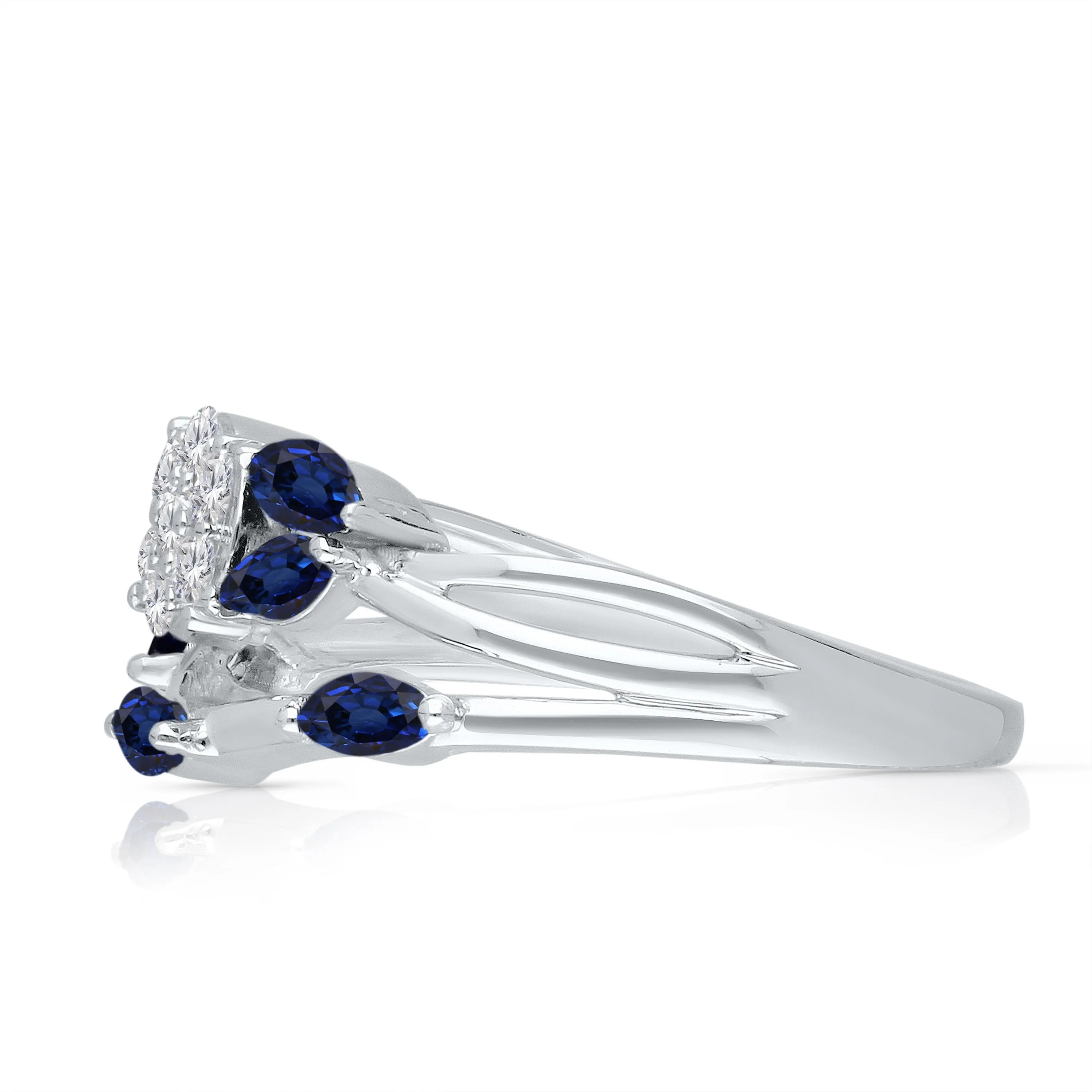 Kallati Heirloom Sapphire & Diamond Ring in 14K White Gold