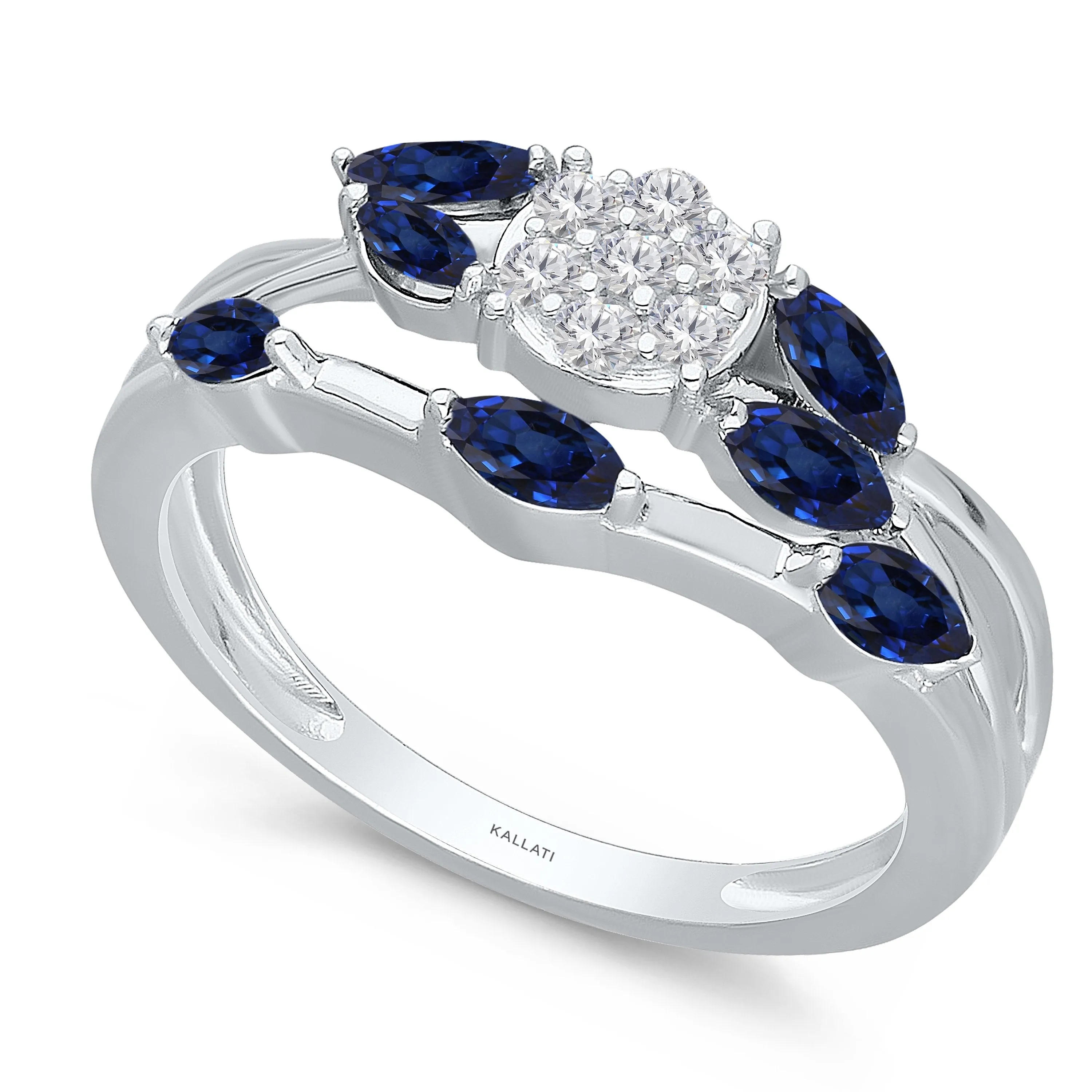 Kallati Heirloom Sapphire & Diamond Ring in 14K White Gold