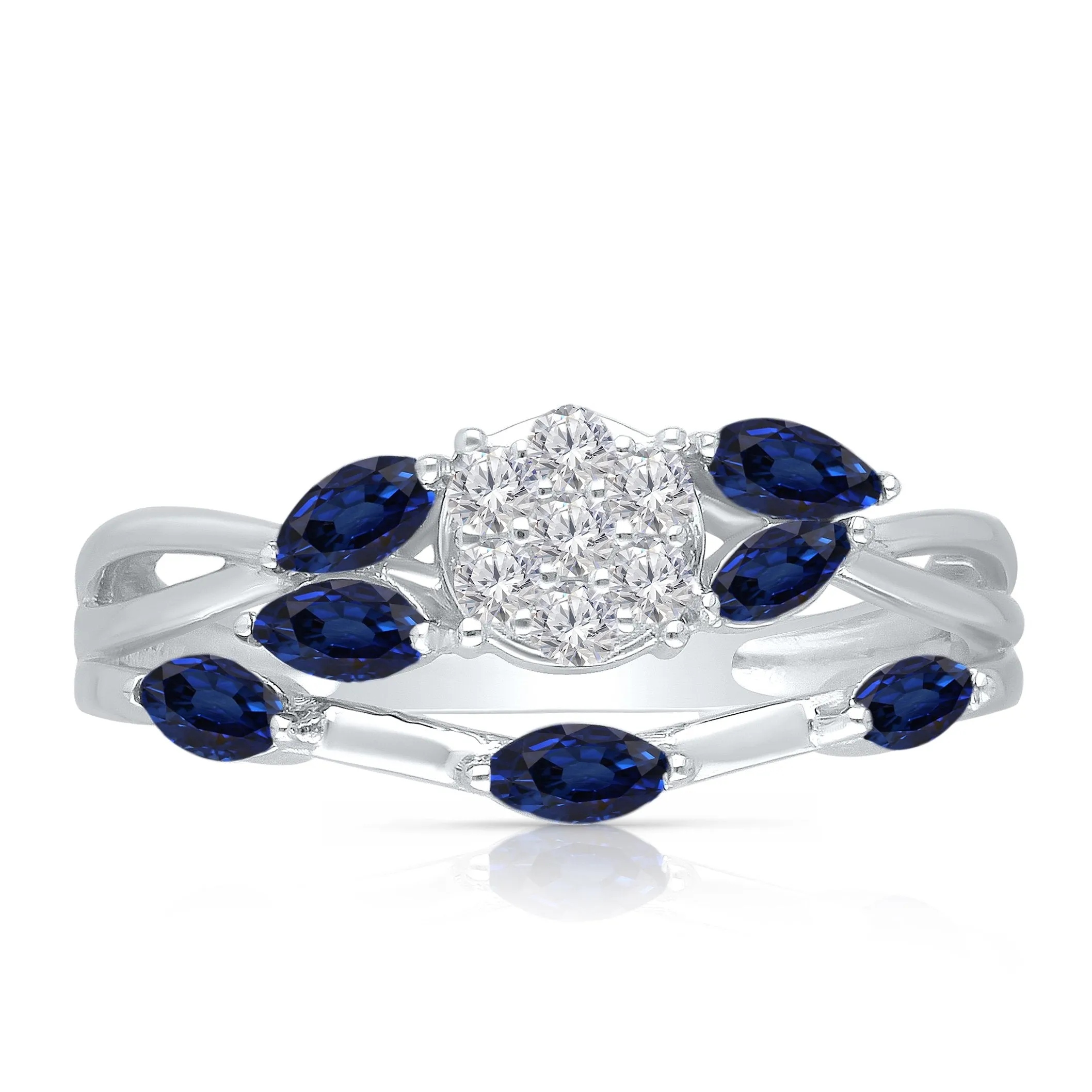 Kallati Heirloom Sapphire & Diamond Ring in 14K White Gold