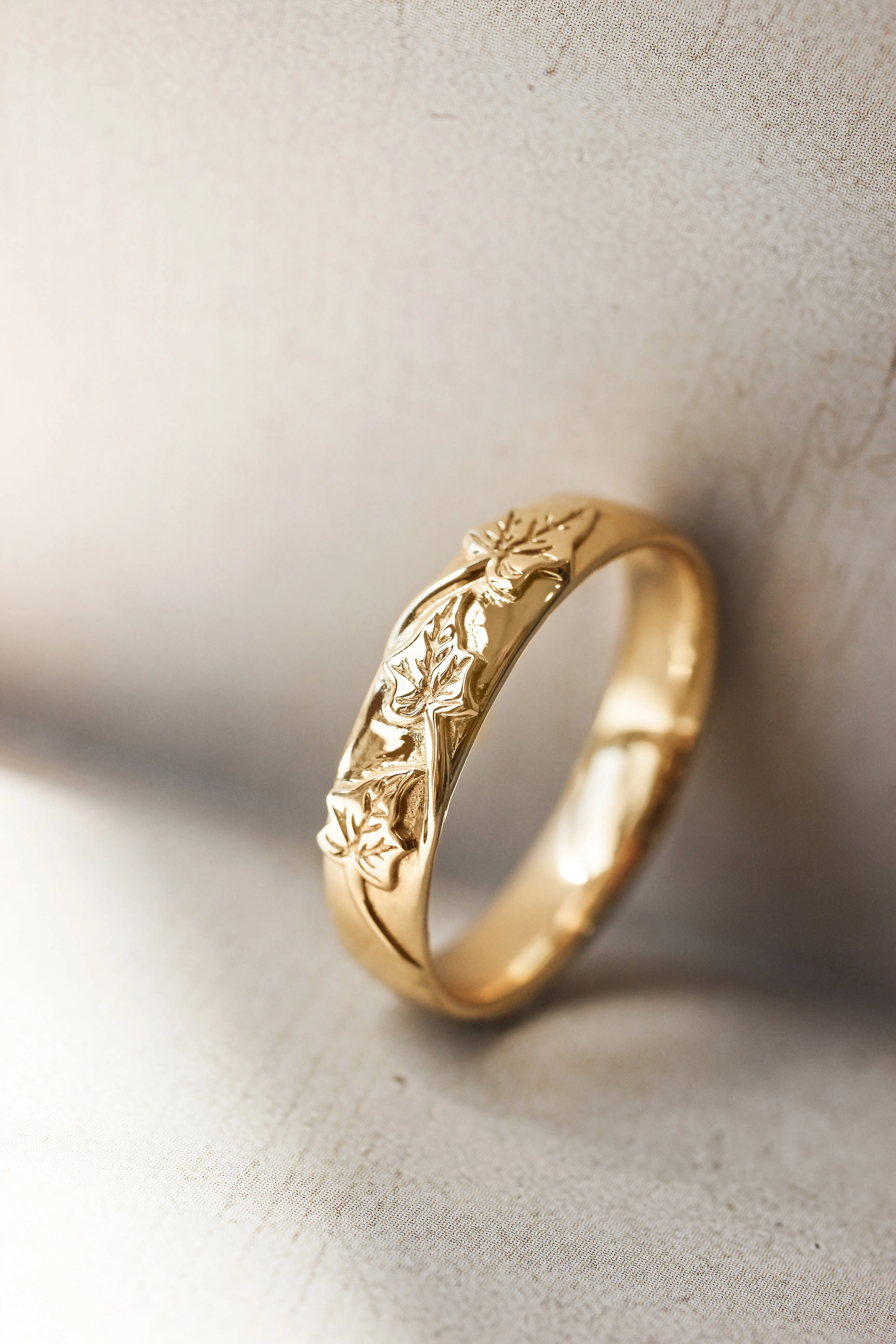 Men's wedding band, ivy leaves ring