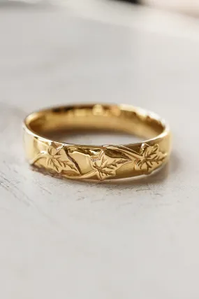 Men's wedding band, ivy leaves ring