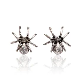 Moissanite Spider Sterling Silver Stud Earrings, Ready to Ship