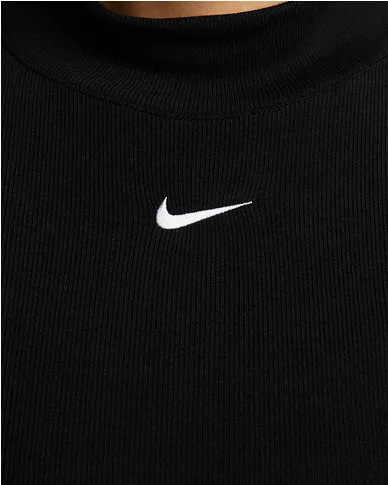 Nike Women's Long Sleeve Ribbed Mock Neck T-Shirt DV7880-010 black