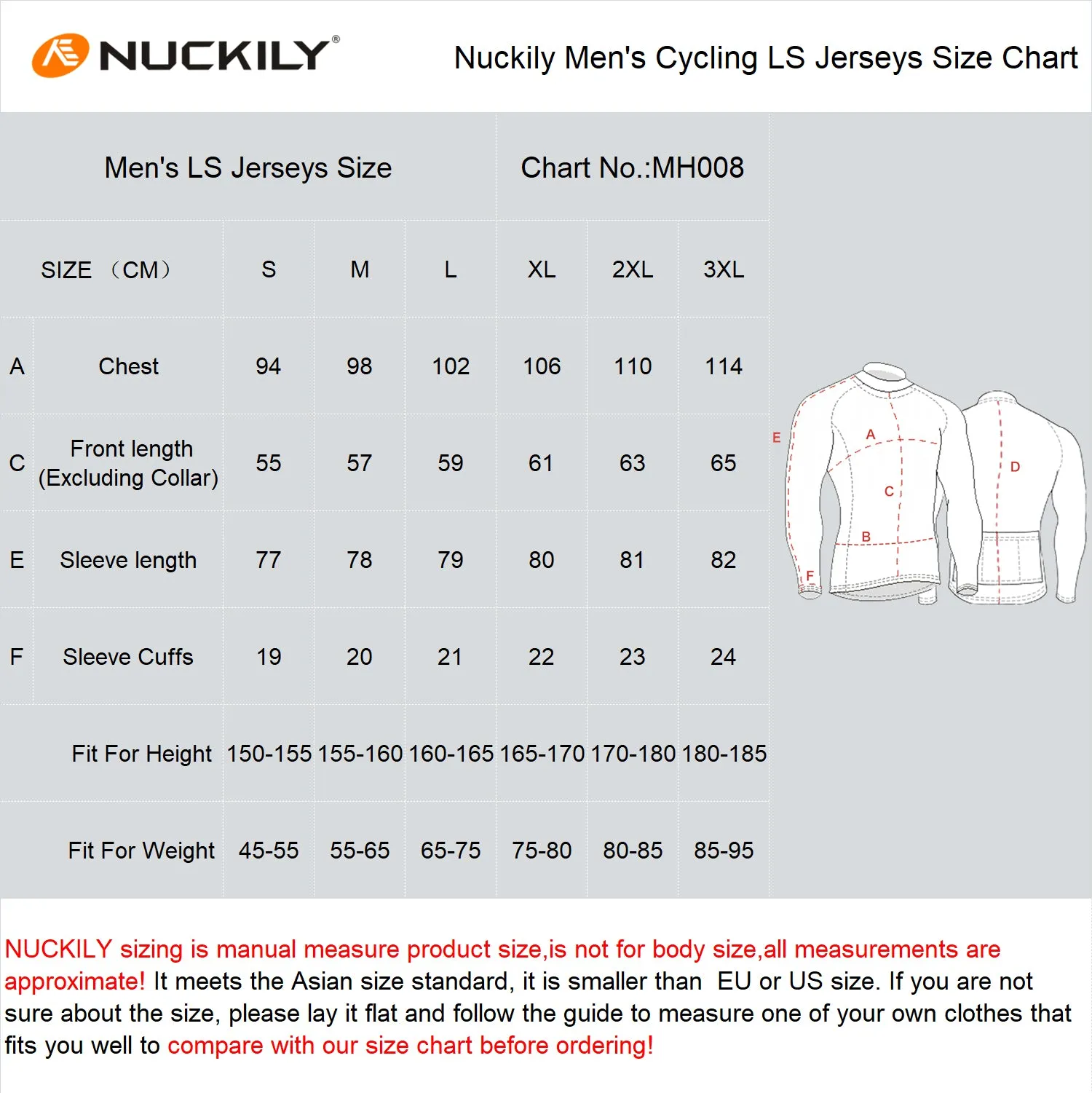 Nuckily Mycycology MH008 Full Sleeves Cycling Jersey - Red