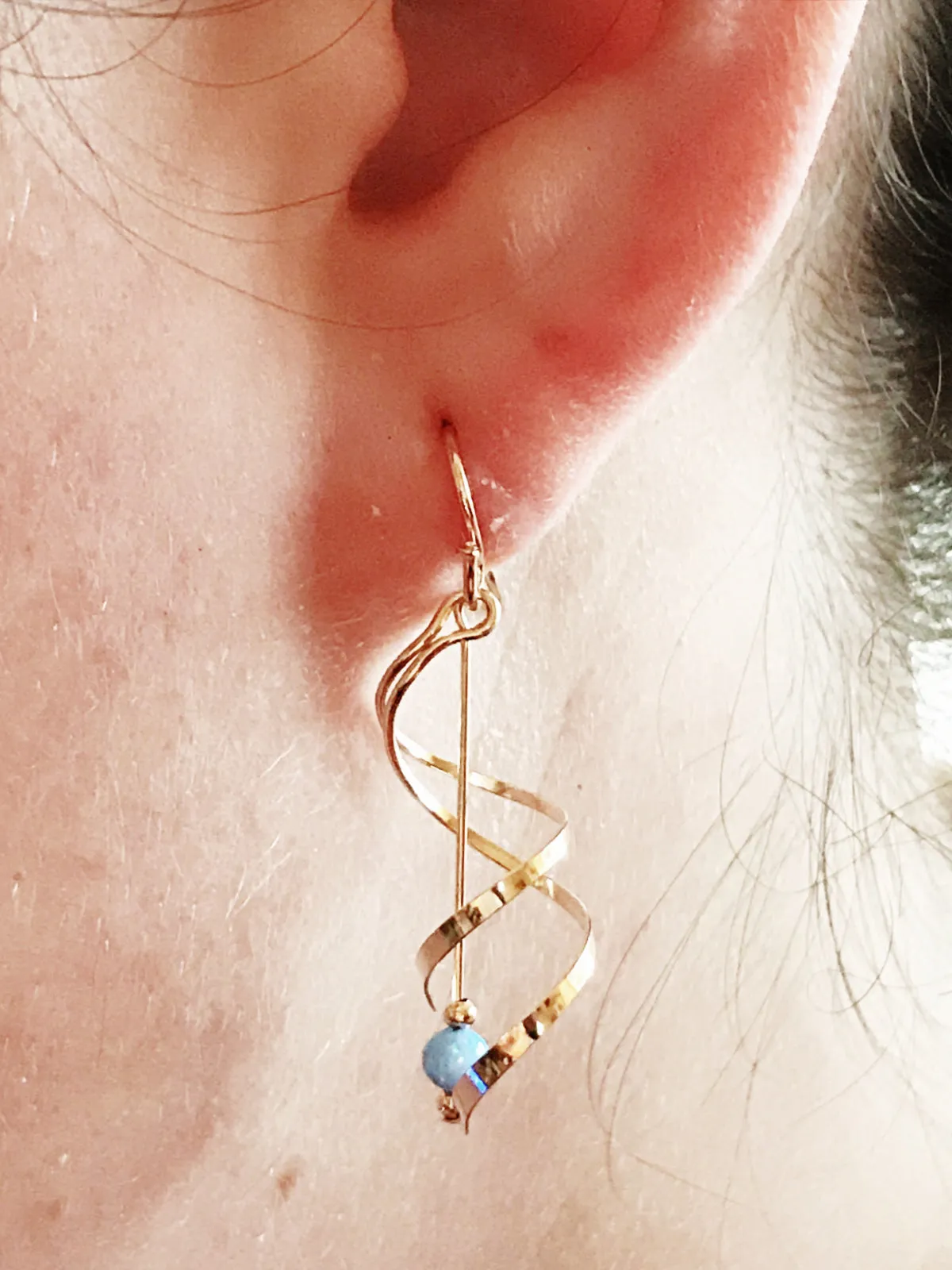 Opal Bead Spiral Dangles