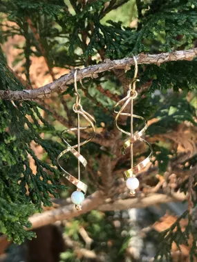 Opal Bead Spiral Dangles