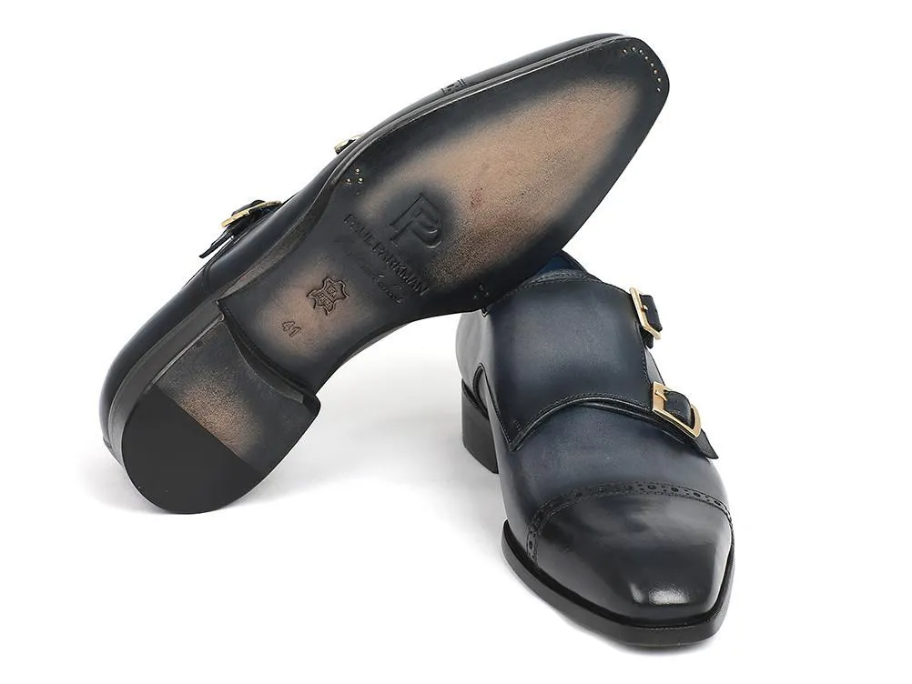 Paul Parkman Captoe Double Monkstraps Navy