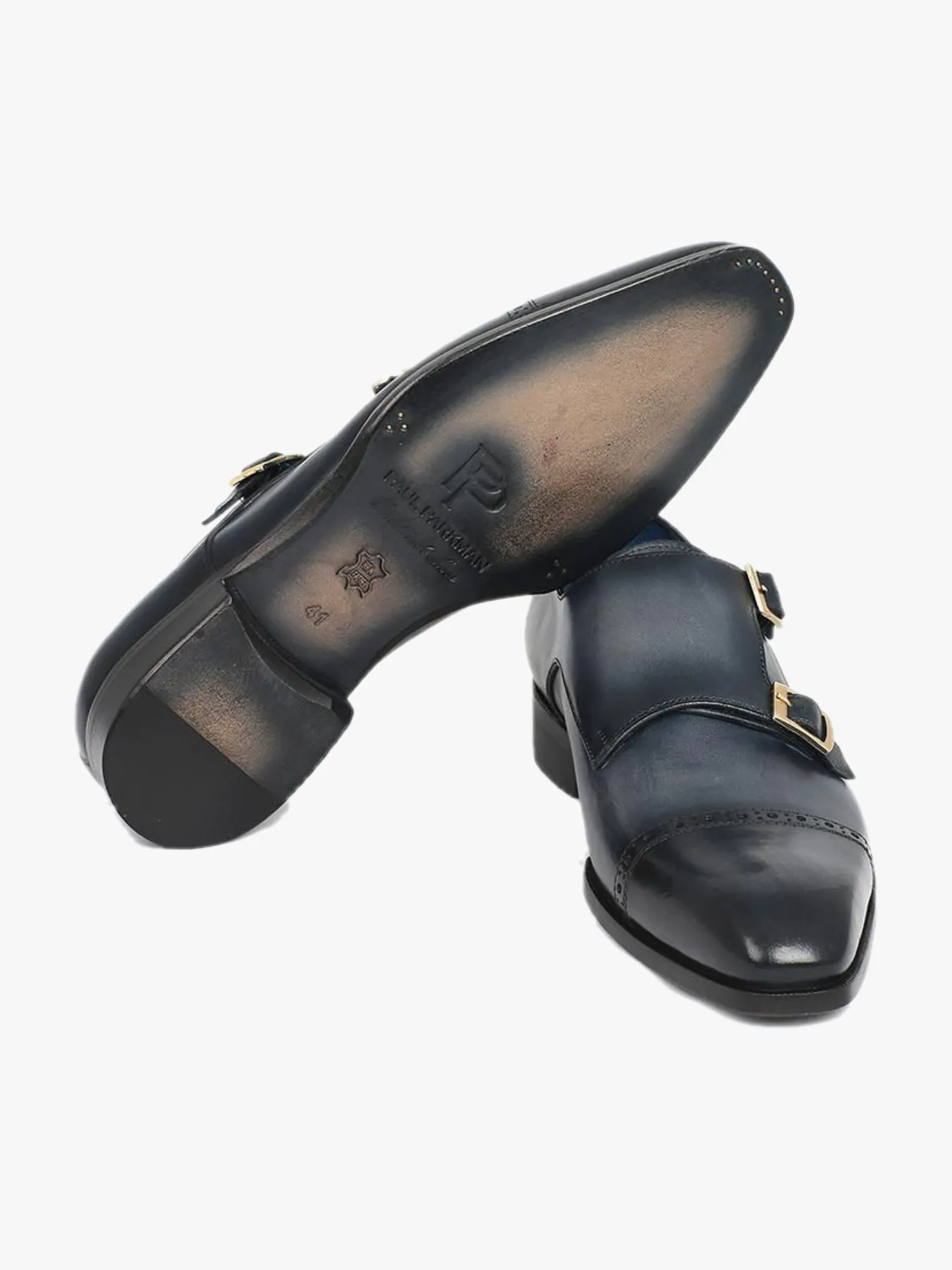 Paul Parkman Captoe Double Monkstraps Navy