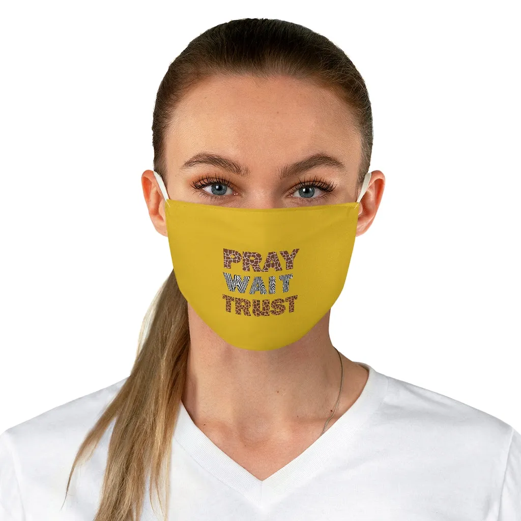 Pray Wait Trust Face Mask - Gold