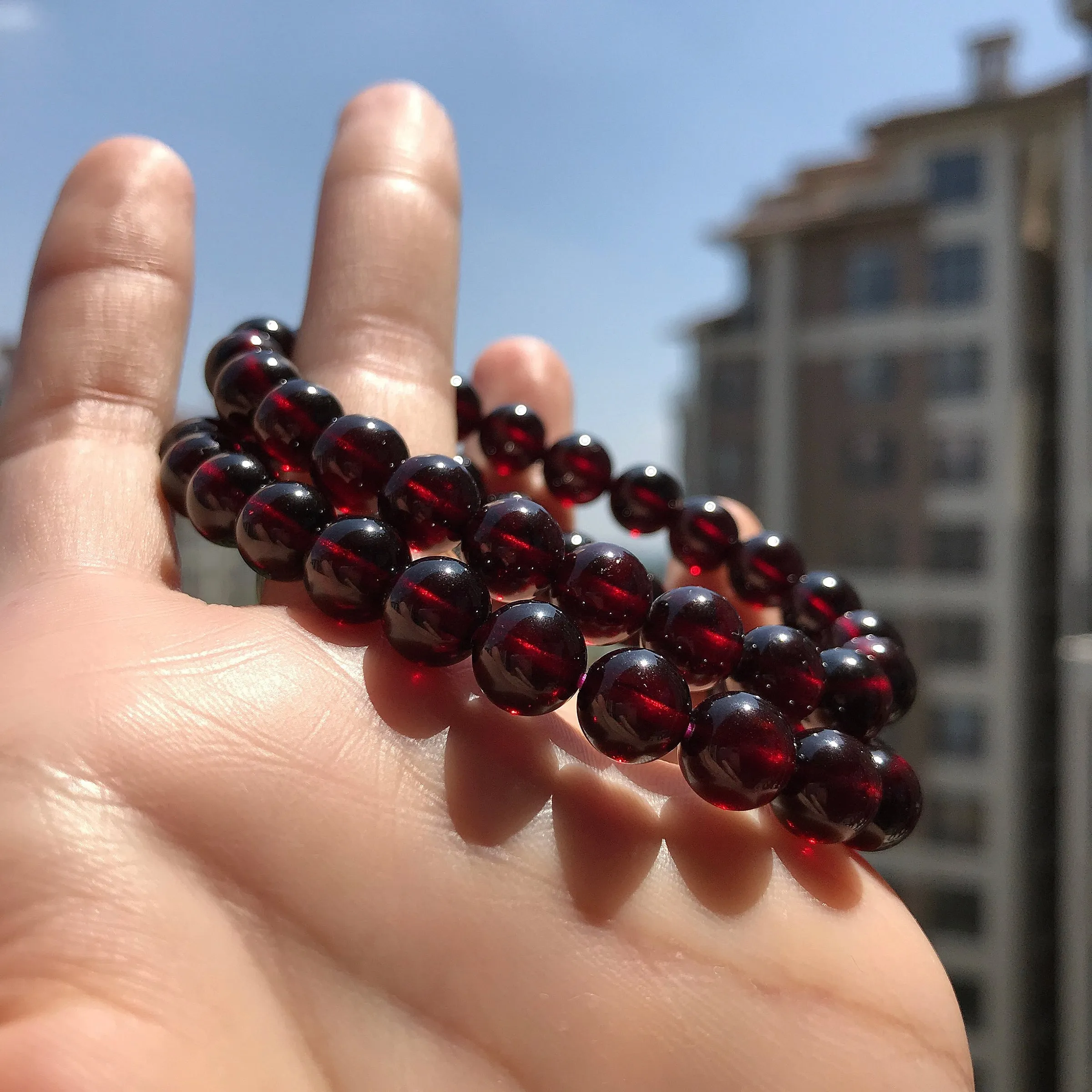 Protection Red Garnet Crystal Bracelet | Root Chakra Healing Stone Jewelry | 8mm Beaded Elastic Style