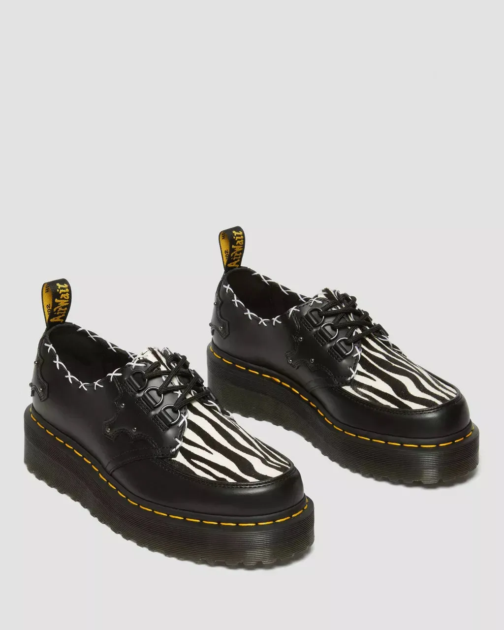 Ramsey 3-Eye Zebra Print & Leather Platform Creepers