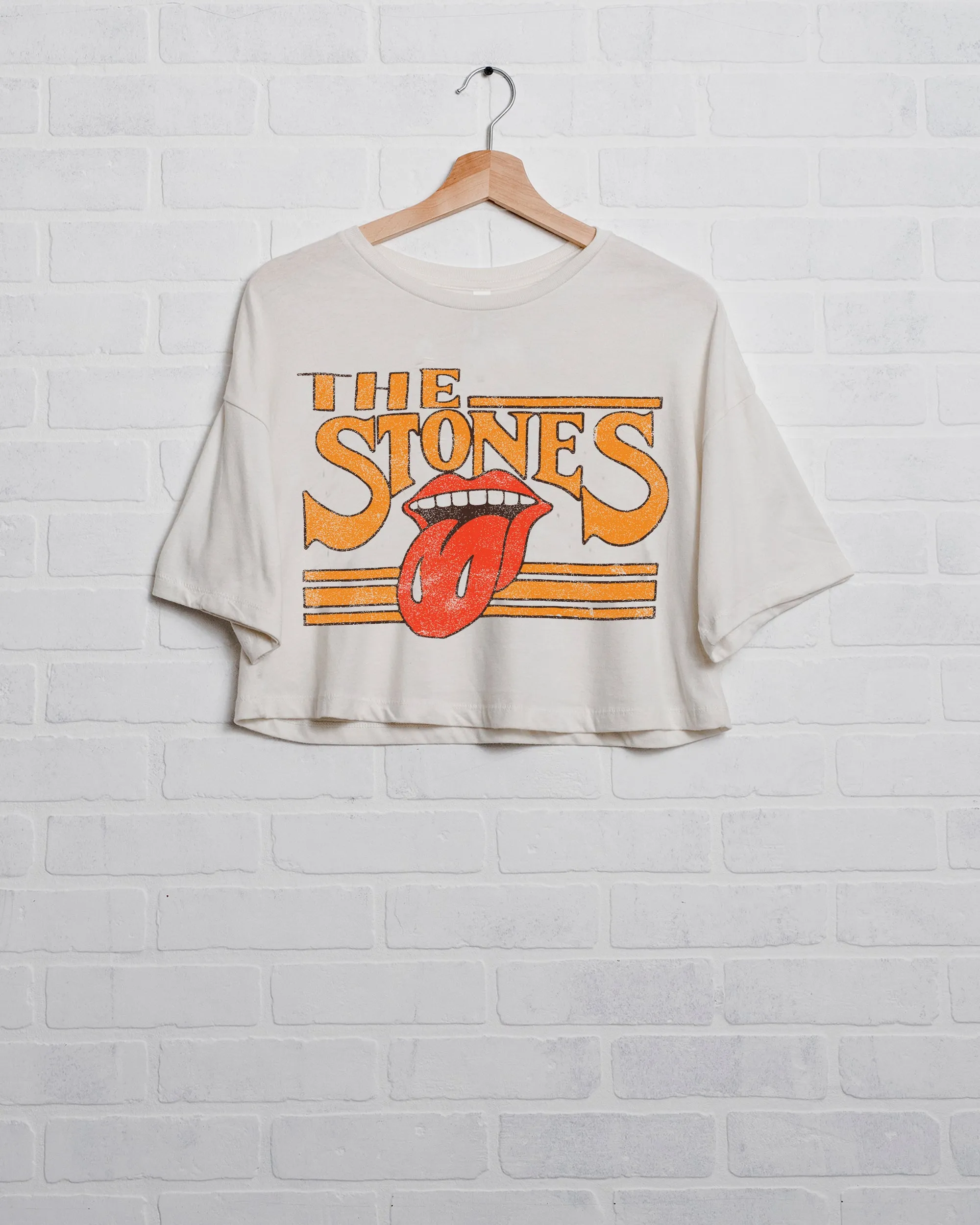 Rolling Stones Stoned White Cropped Tee