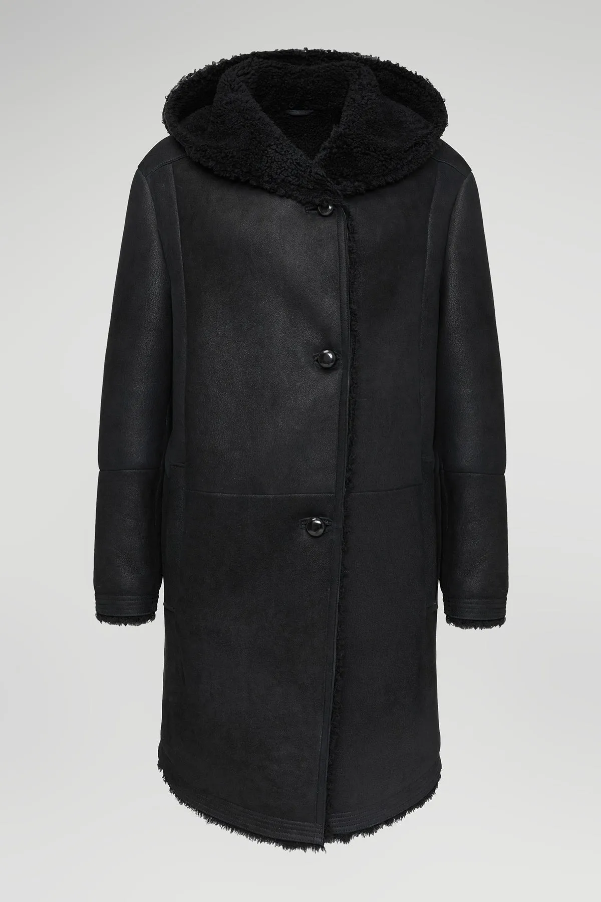 Serenity - Black Shearling Coat