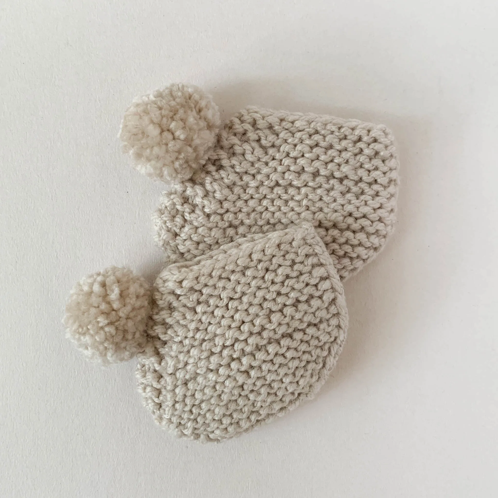 Set Newborn Beanie   Pom Booties, Nude