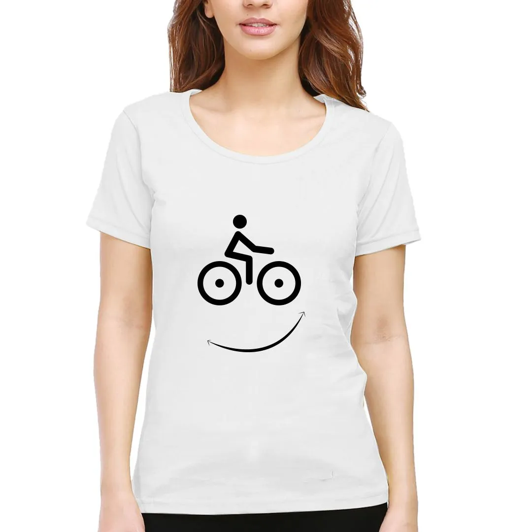 Swag Swami Women's  Cycle Smiley T-Shirt