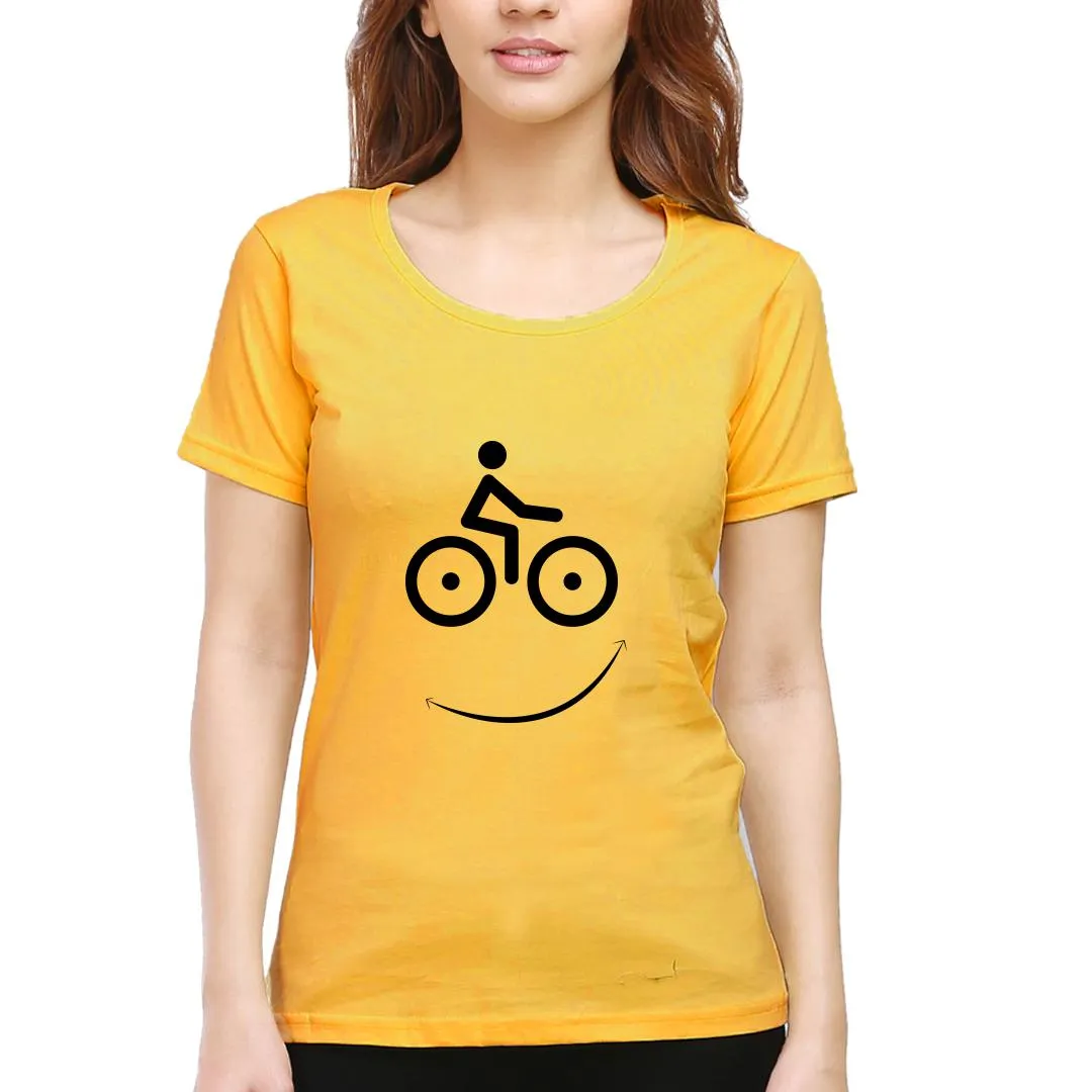 Swag Swami Women's  Cycle Smiley T-Shirt